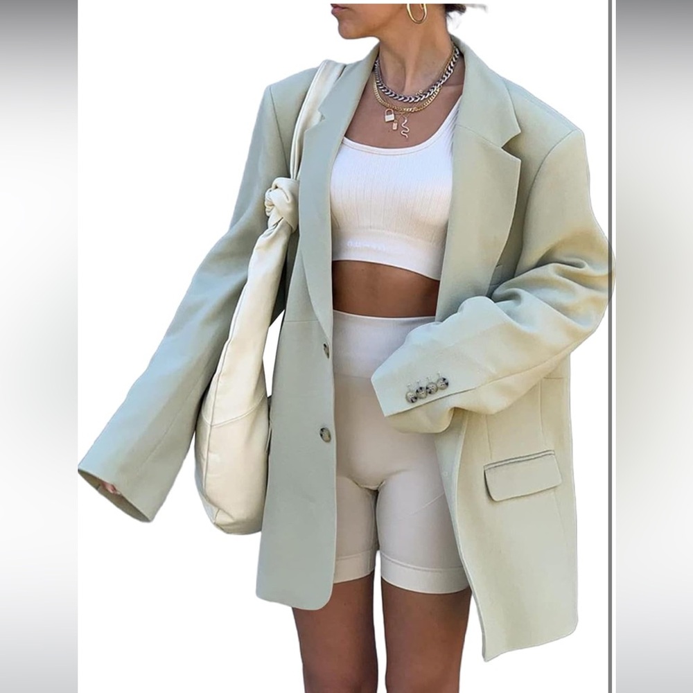 NEW Women’s Casual Elegant Oversized Blazer- L Light Green